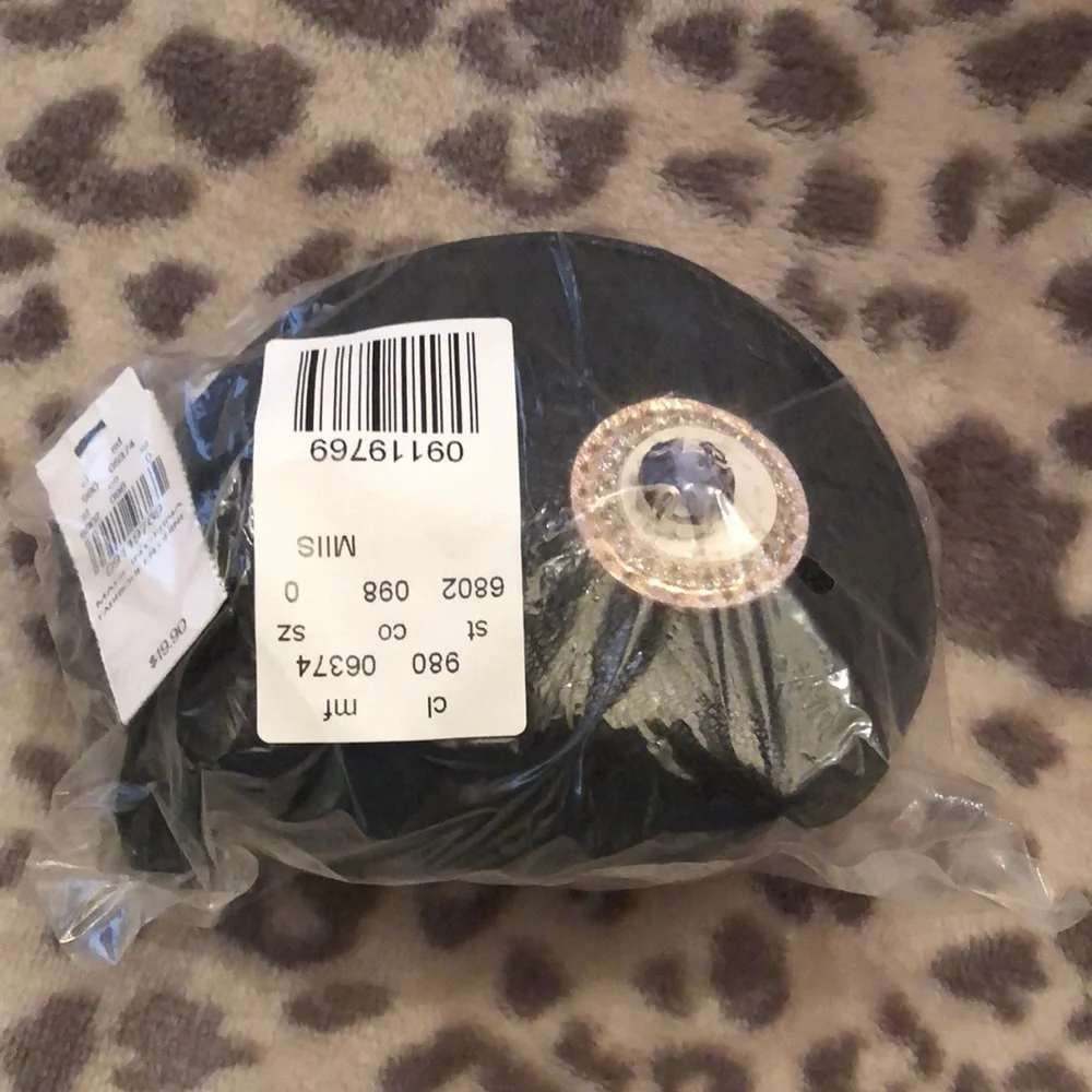 Express Black Faux Leather Coin Purse Keychain Jewels Tassel